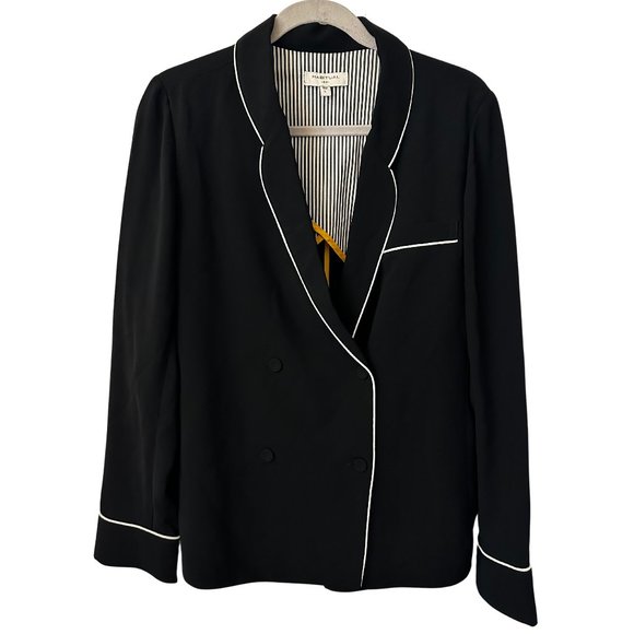 Habitual Jackets & Blazers - HABITUAL BLACK WOMENS BLAZER WHITE TRIM | SIZE LARGE